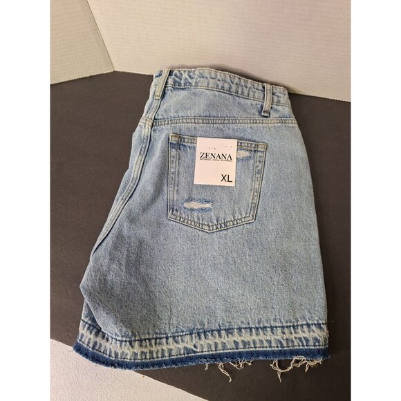 Zenana Shorts Women's Size XL 35X5 Cutoff Distressed Medium Wash Denim - Picture 6 of 6